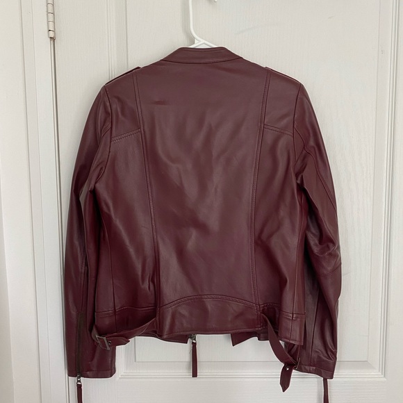 Burgundy Genuine Leather Jacket - Picture 2 of 4